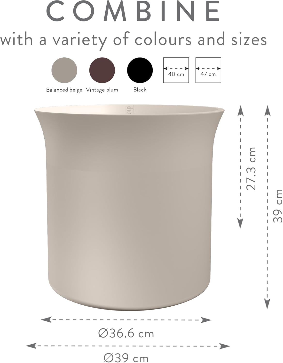 June Tulip 40cm Indoor / Outdoor Plant Pot - Balanced Beige
