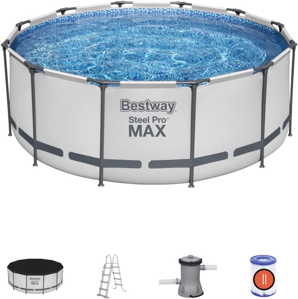 Bestway 12ft x 48in Grey Round Steel Pro Max Above Ground Pool Set