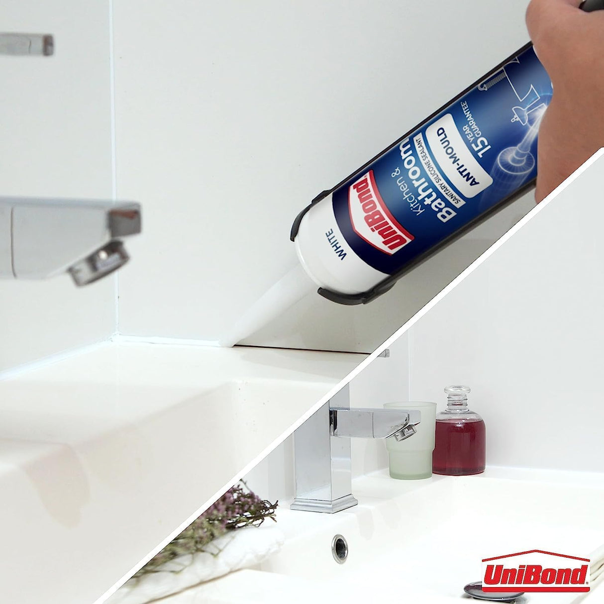 UniBond Anti-Mould White, Waterproof Mould Protection Kitchen & Bathroom Sealant