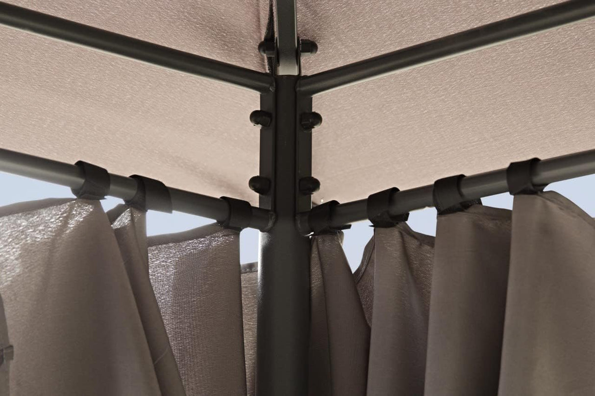 3m x 4m Large Grey Lilly Gazebo with Side Curtains
