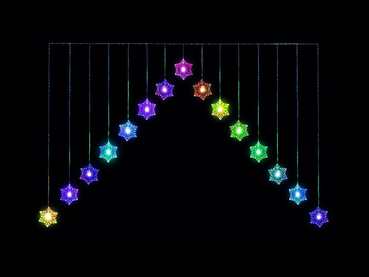 1.2m Snowflake ‘V’ Curtain Light - Colour Changing