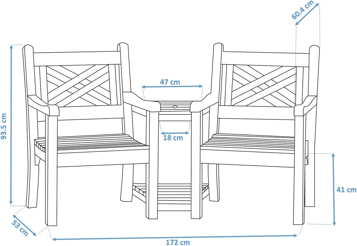 Winawood Speyside Polymer Wood Effect Love Seat - New Teak