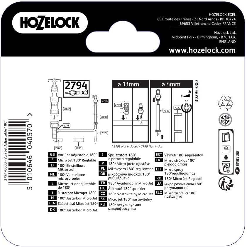 Hozelock 180 Degree Adjustable Micro Jet, Pack of 3