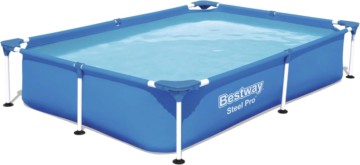 Bestway 7.3ft x 59in x 17in Navy Blue Rectangle Steel Pro Above Ground Pool