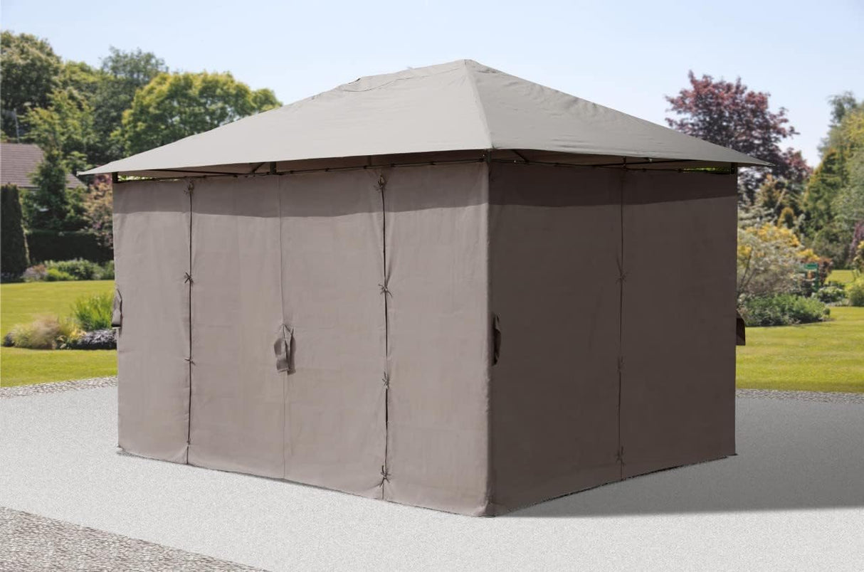3m x 4m Large Grey Lilly Gazebo with Side Curtains