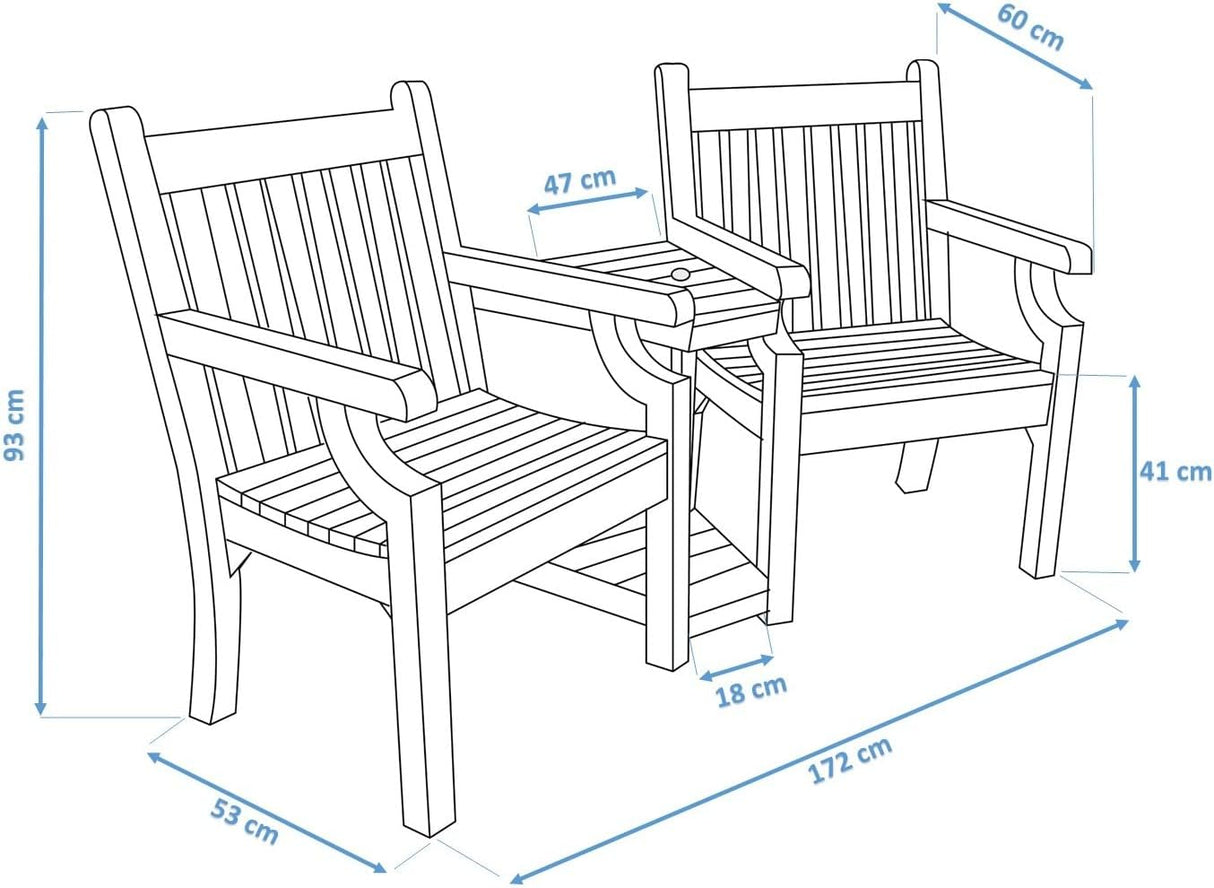 Winawood Sandwick Polymer Wood Effect Love Seat - New Teak