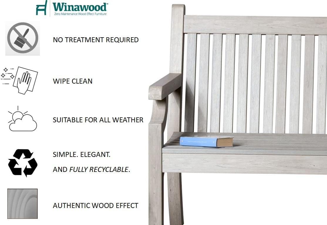 Winawood Sandwick Polymer Wood Effect Love Seat - Stone Grey