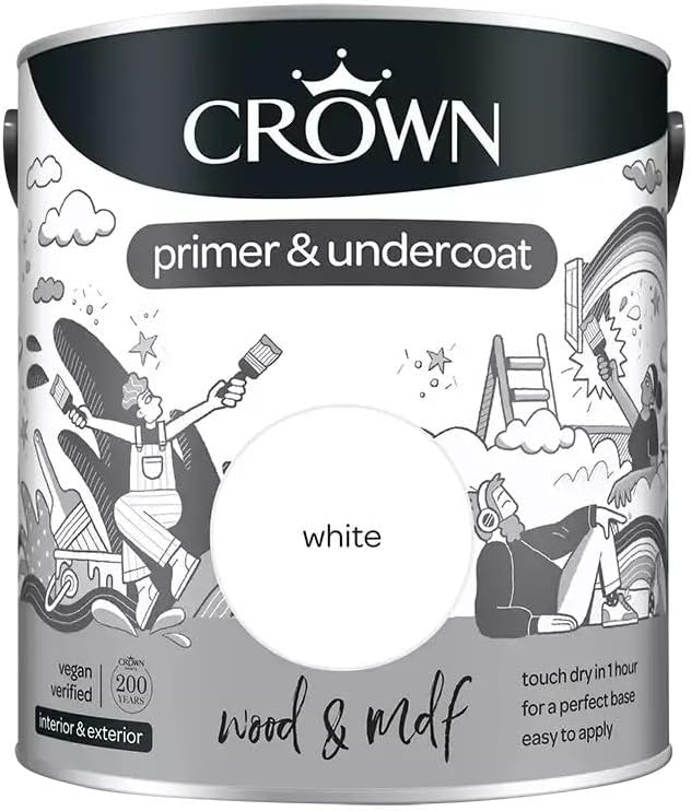 CROWN Wood and MDF Primer and Undercoat 750ml - White