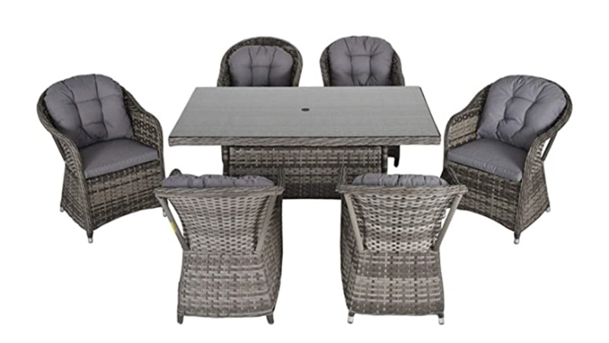 St Tropez Aluminium 6 Seat Rectangular Dining Set