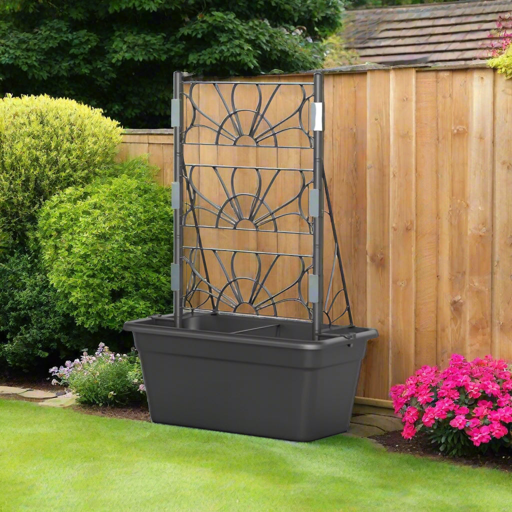 Easyday Grow Planter Trough with Trellis - Intense Black