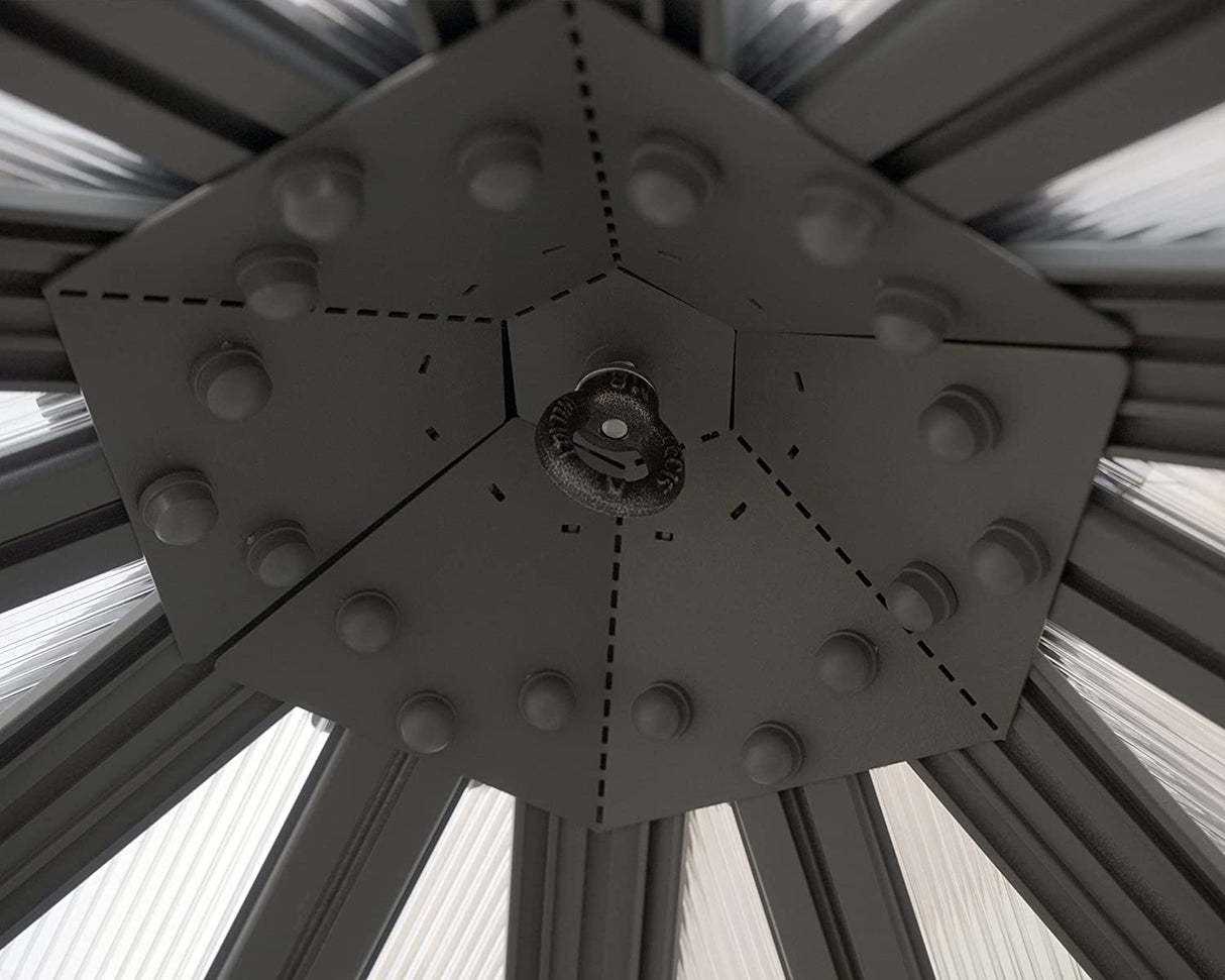 Oasis 8' Hexagonal Greenhouse - Grey Frame & Hybrid Polycarbonate Panels