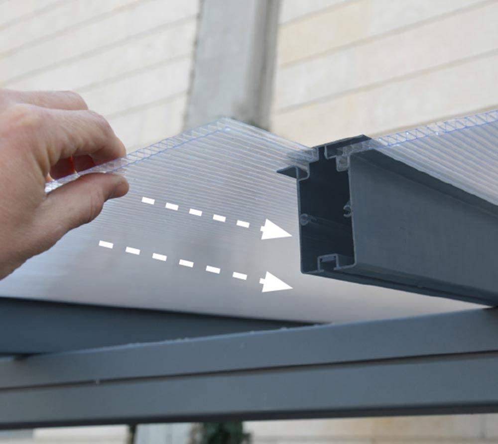 Sierra Patio Cover 2.2m x 2.3m - Grey Frame & Clear Polycarbonate