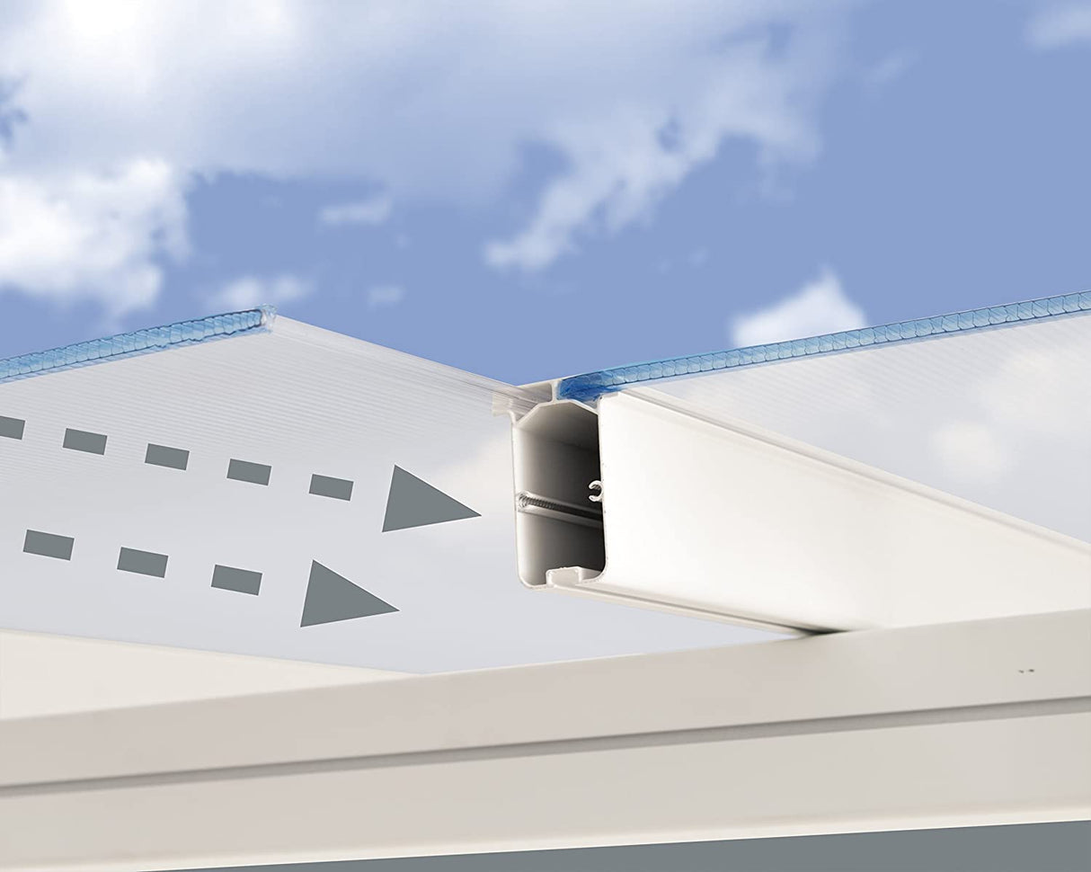 Sierra Patio Cover 2.2m x 4.5m - White Frame & Clear Polycarbonate