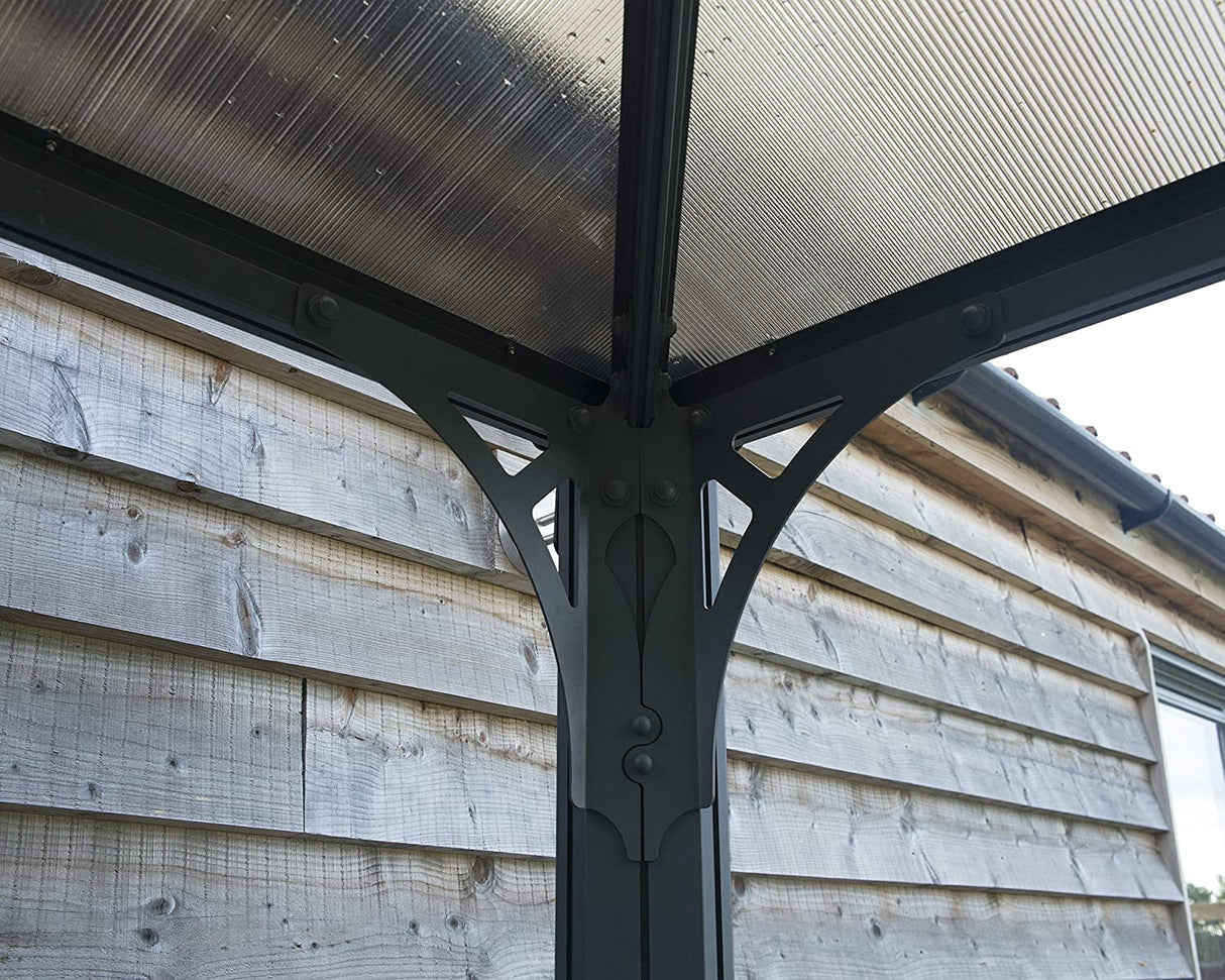 Palermo 4.3m x 4.3m Garden Gazebo in Grey with Polycarbonate Roof