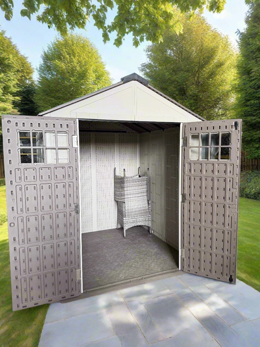 Balmoral Heavy-Duty Windproof Resin Dual-Wall High Density Garden Shed - 7 x 5.4 ft