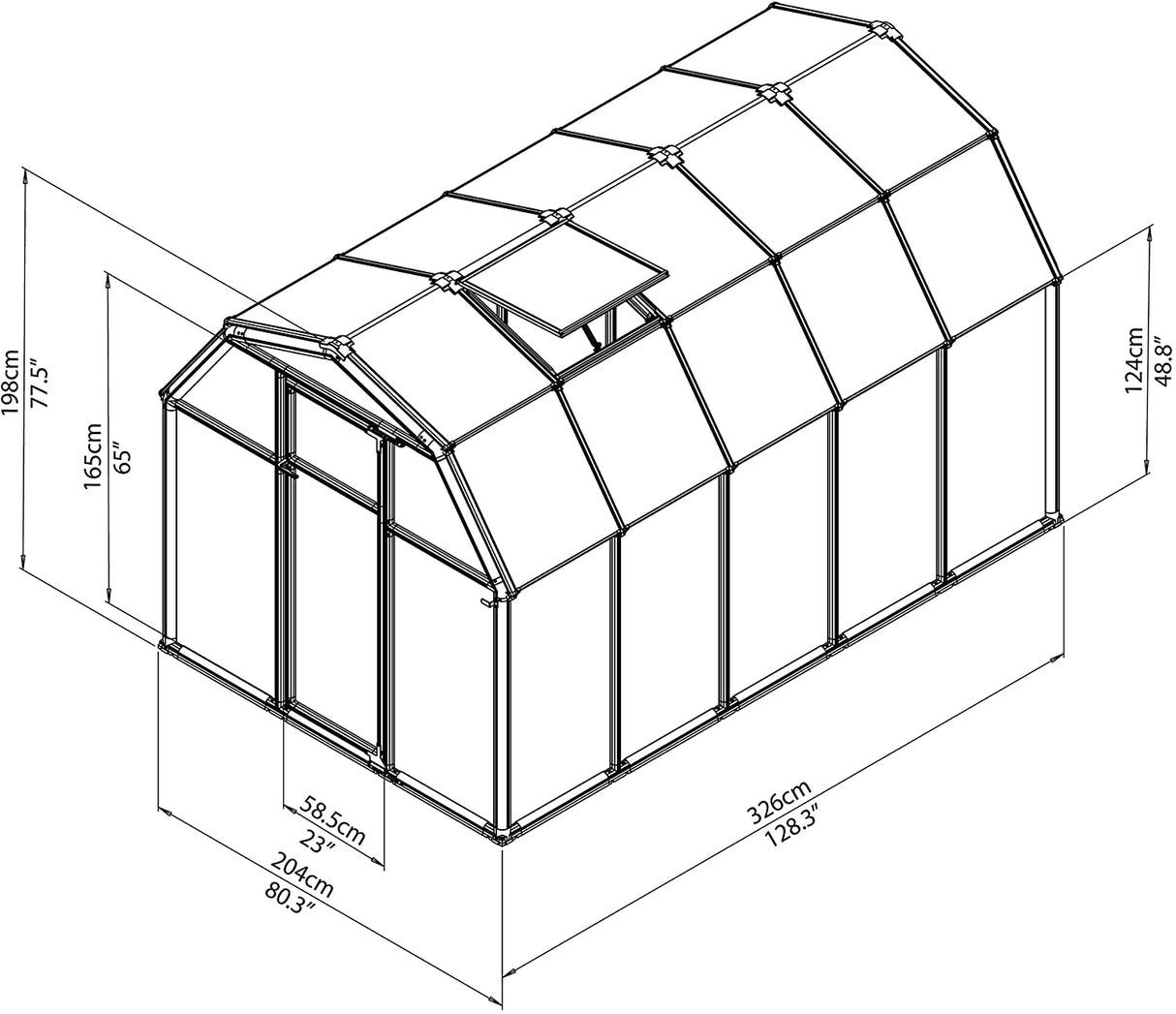 Eco Grow 6' x 10' Greenhouse - Green Frame & Twinwall Polycarbonate Panels