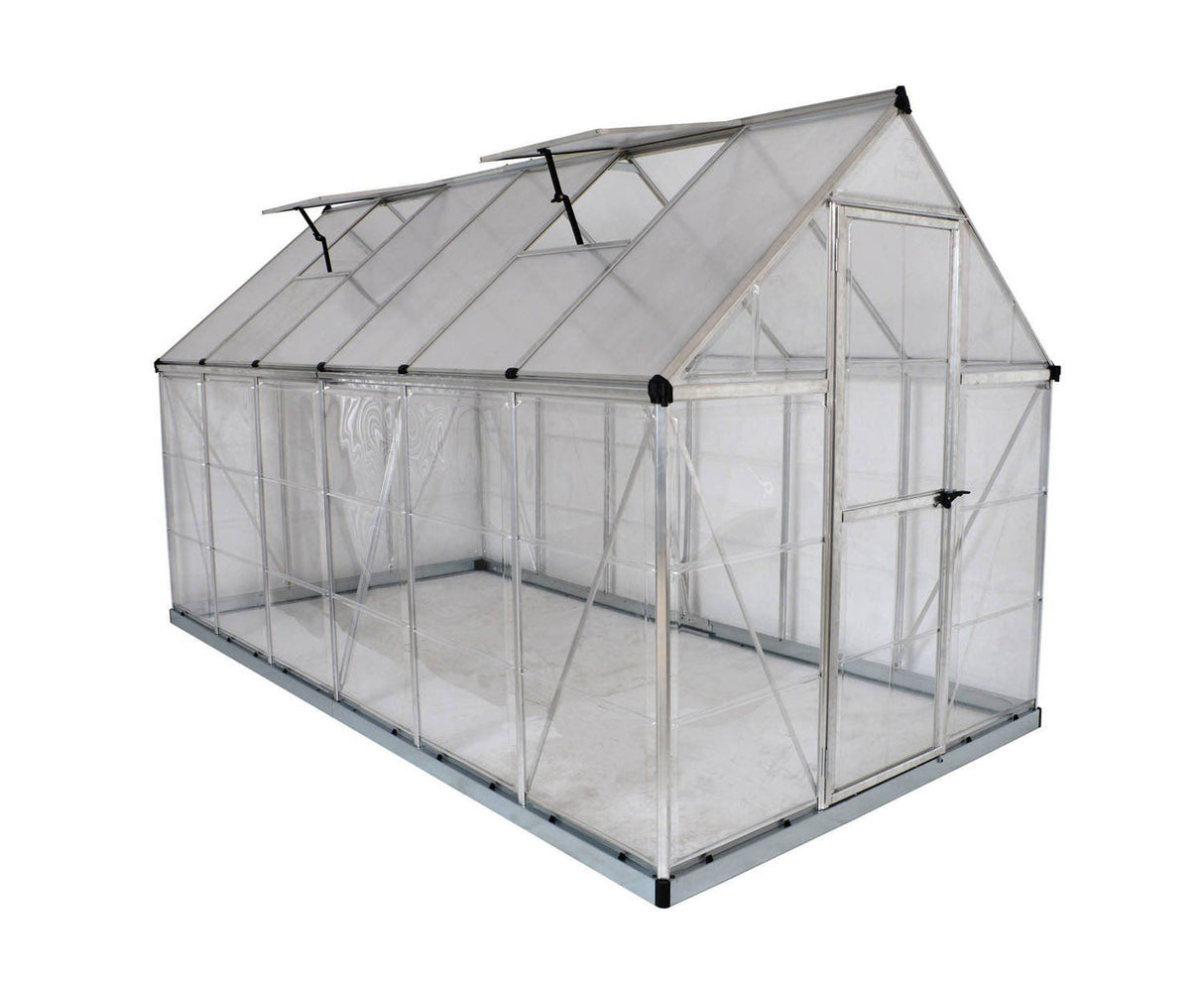 Hybrid 6' x 12' Greenhouse - Silver Frame & Hybrid Polycarbonate Panels