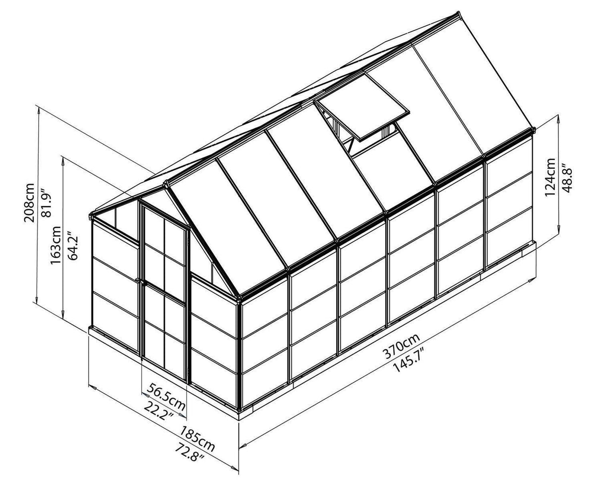 Hybrid 6' x 12' Greenhouse - Silver Frame & Hybrid Polycarbonate Panels