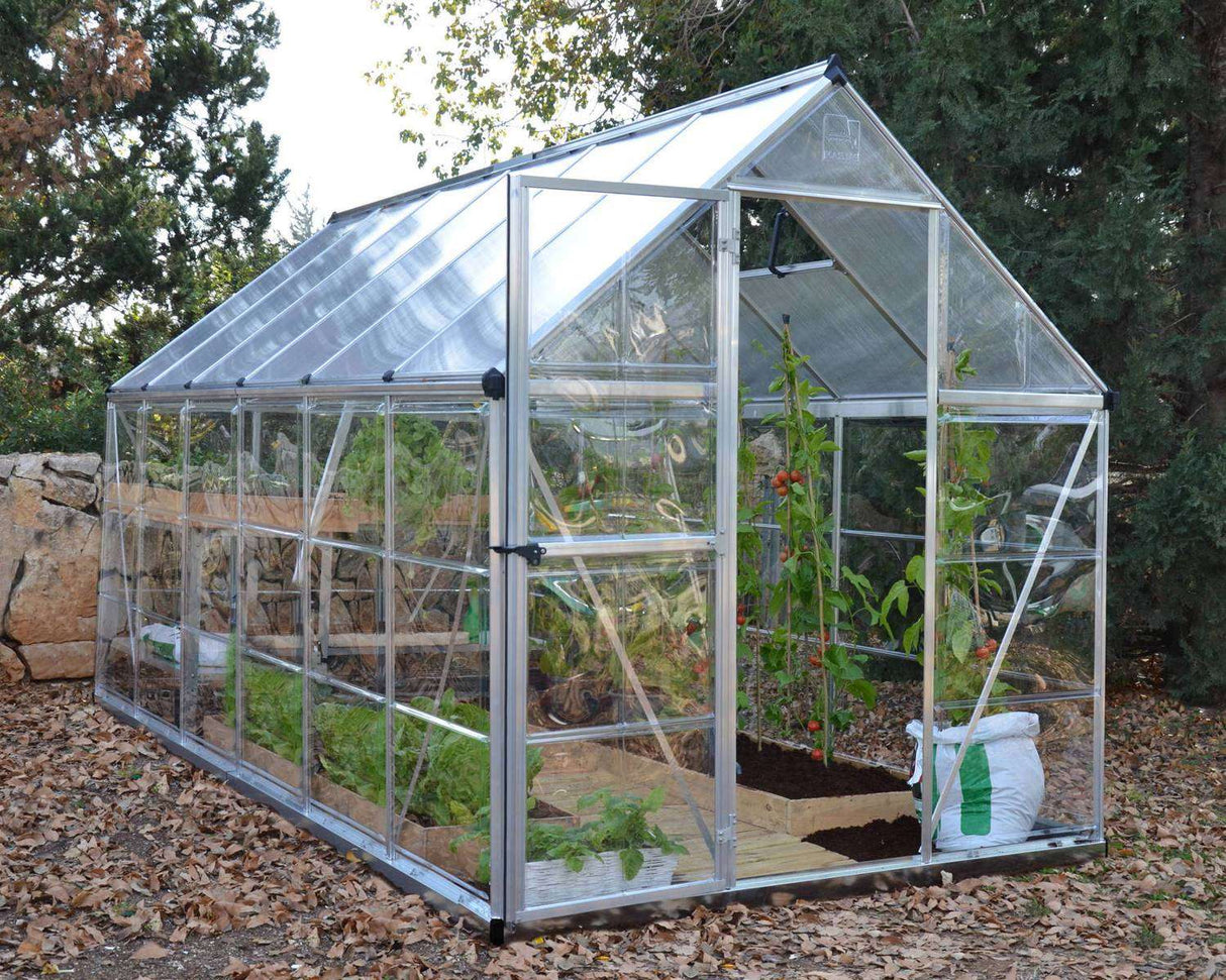 Hybrid 6' x 12' Greenhouse - Silver Frame & Hybrid Polycarbonate Panels