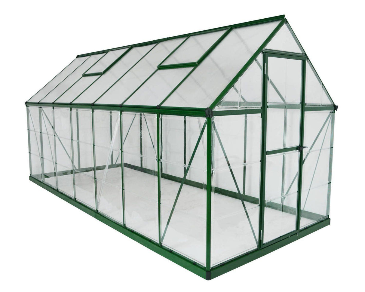 Hybrid 6' x 12' Greenhouse - Green Frame & Hybrid Polycarbonate Panels