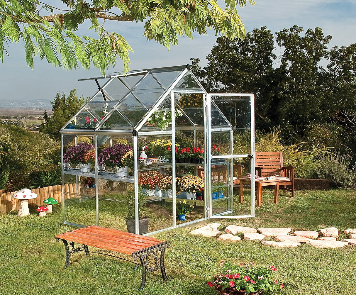 Harmony 6' x 4' Greenhouse - Silver Frame & Clear Polycarbonate Panels