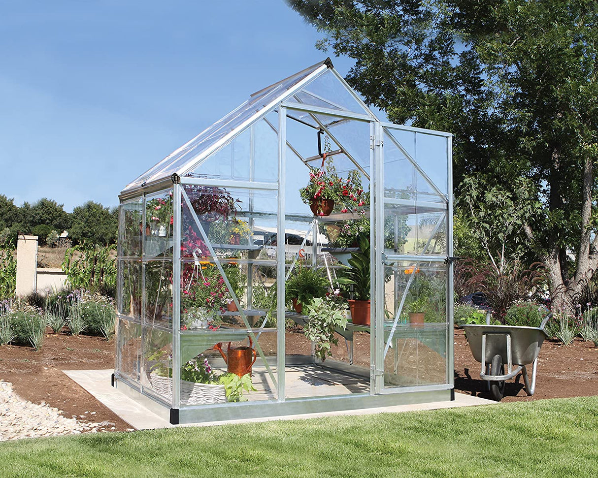 Harmony 6' x 4' Greenhouse - Silver Frame & Clear Polycarbonate Panels