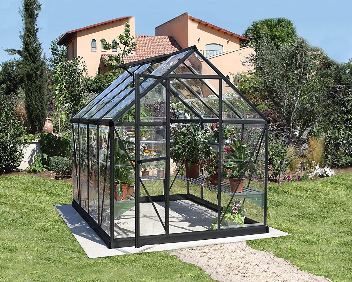 Harmony 6' x 8' Greenhouse - Grey Frame & Clear Polycarbonate Panels