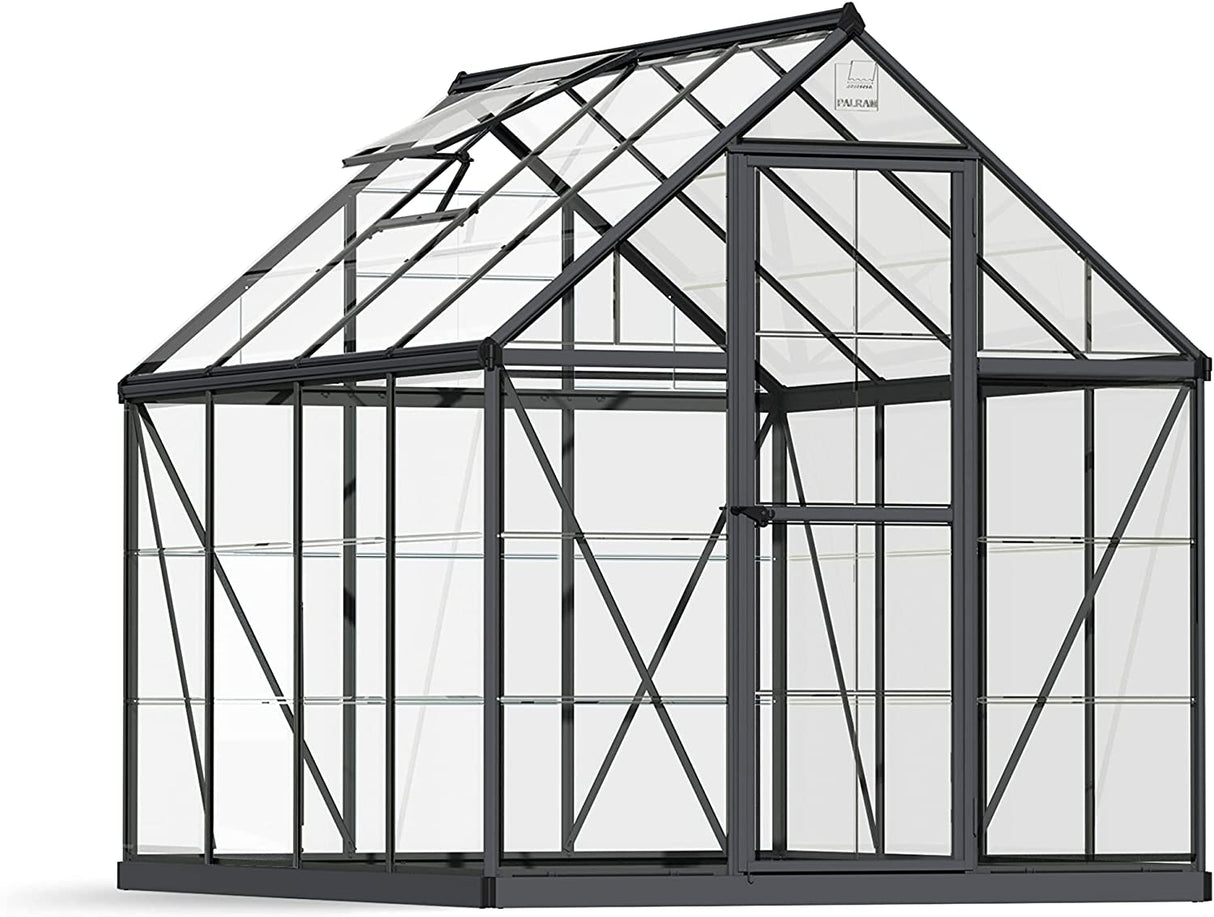 Harmony 6' x 8' Greenhouse - Grey Frame & Clear Polycarbonate Panels