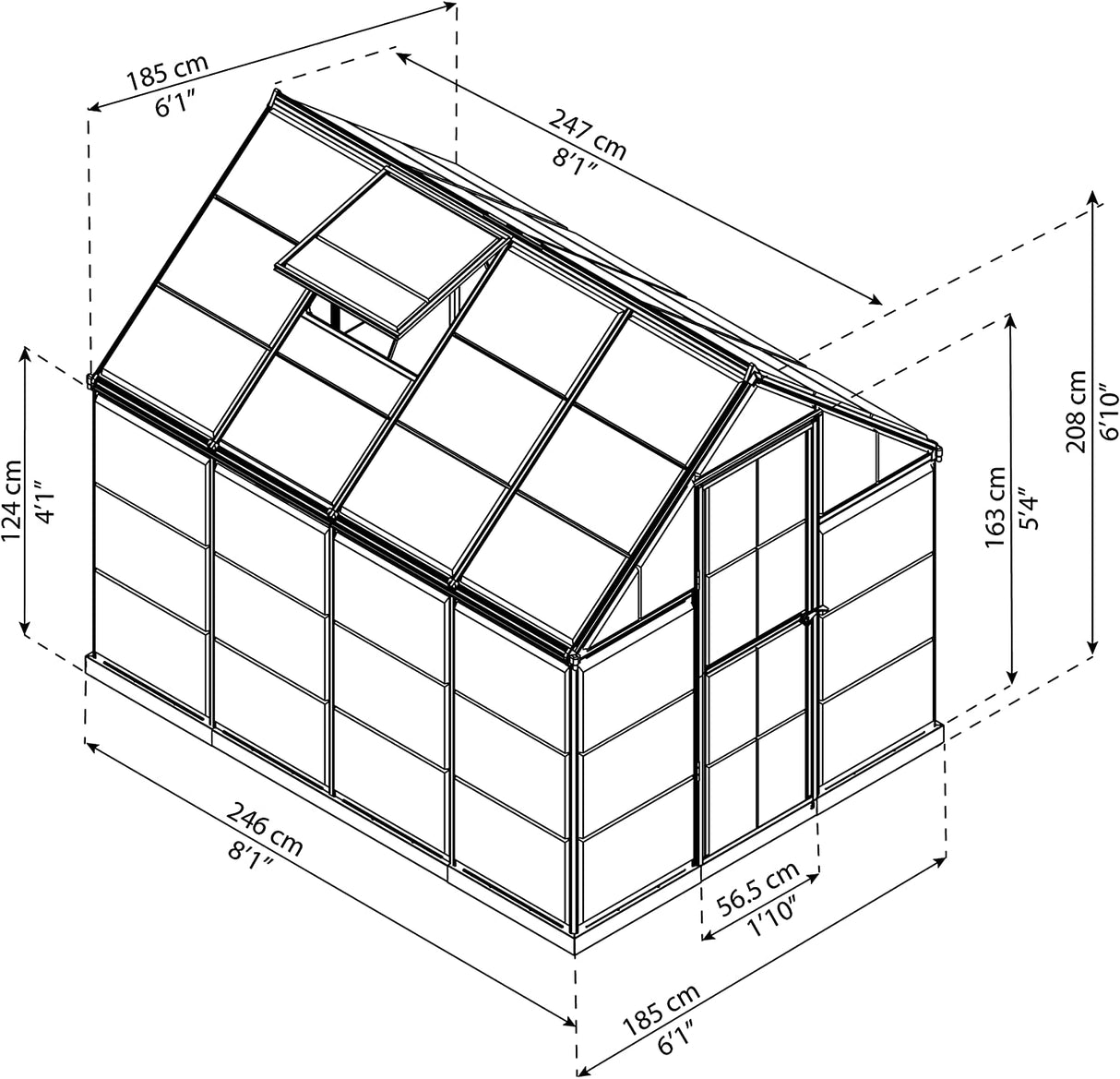 Harmony 6' x 8' Greenhouse - Grey Frame & Clear Polycarbonate Panels