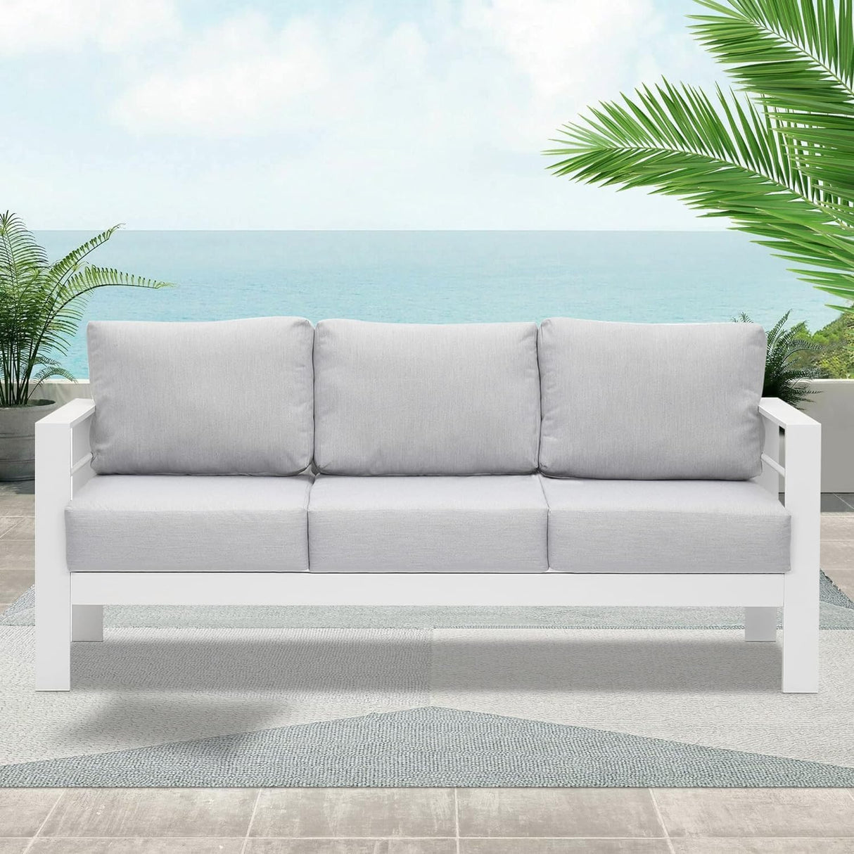 Wisteria Lane Aluminium 3 Seat Garden Sofa - White