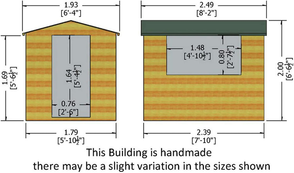 Shire Lewis 8x6 Single Door Shed
