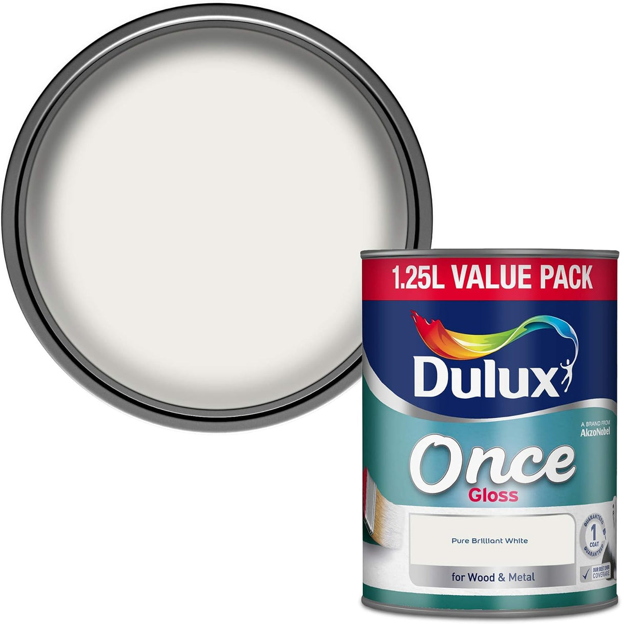 Dulux Once Gloss Pure Brilliant White Paint 1.25L
