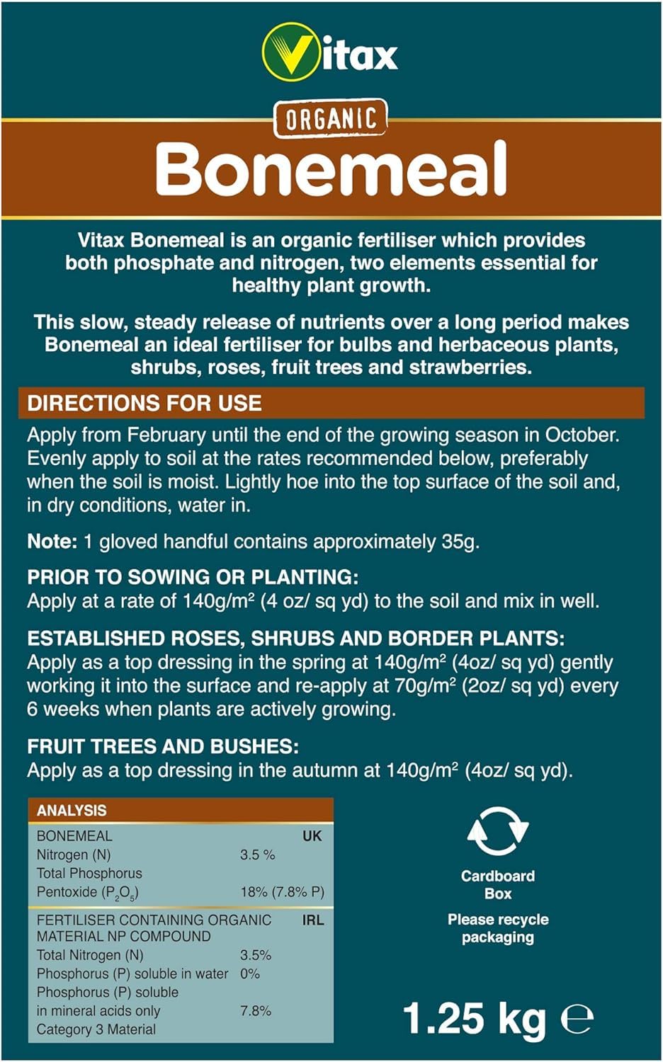 Bonemeal Organic Slow Release Plant Feed - 1.25Kg