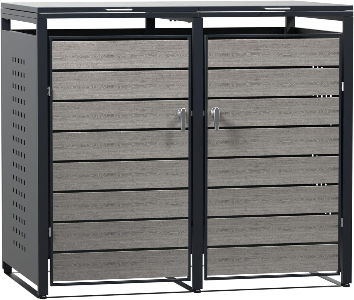 Modern Wheelie Bin Storage - Double Bin - Wood Grain