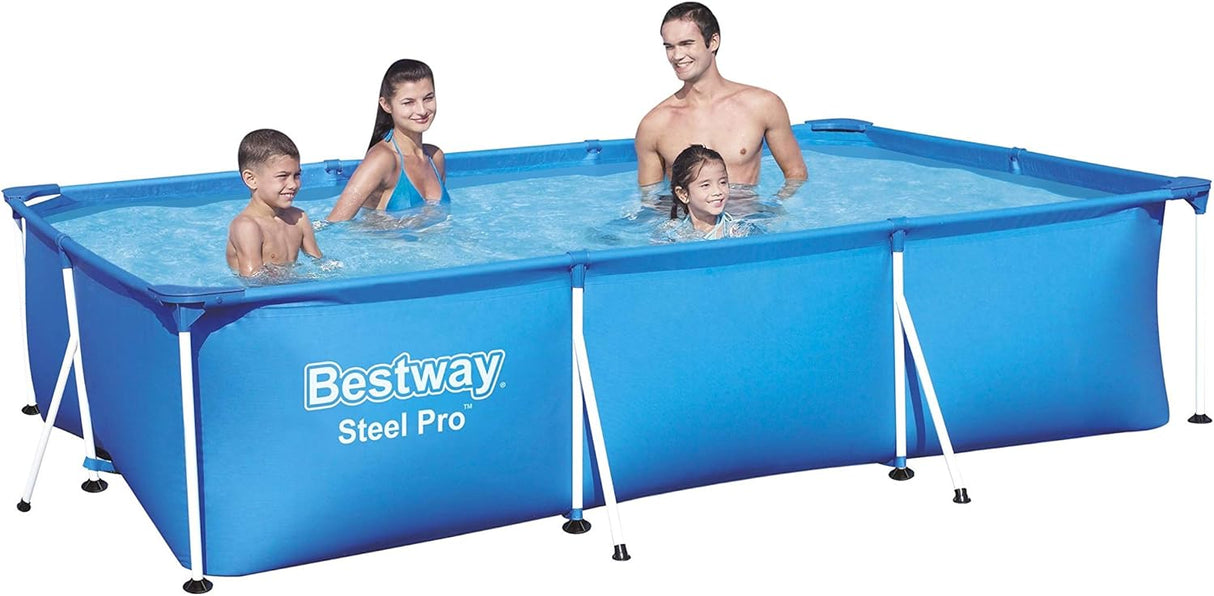 Bestway 9ft x 6.7ft x 26in Navy Blue Rectangle Steel Pro Above Ground Pool