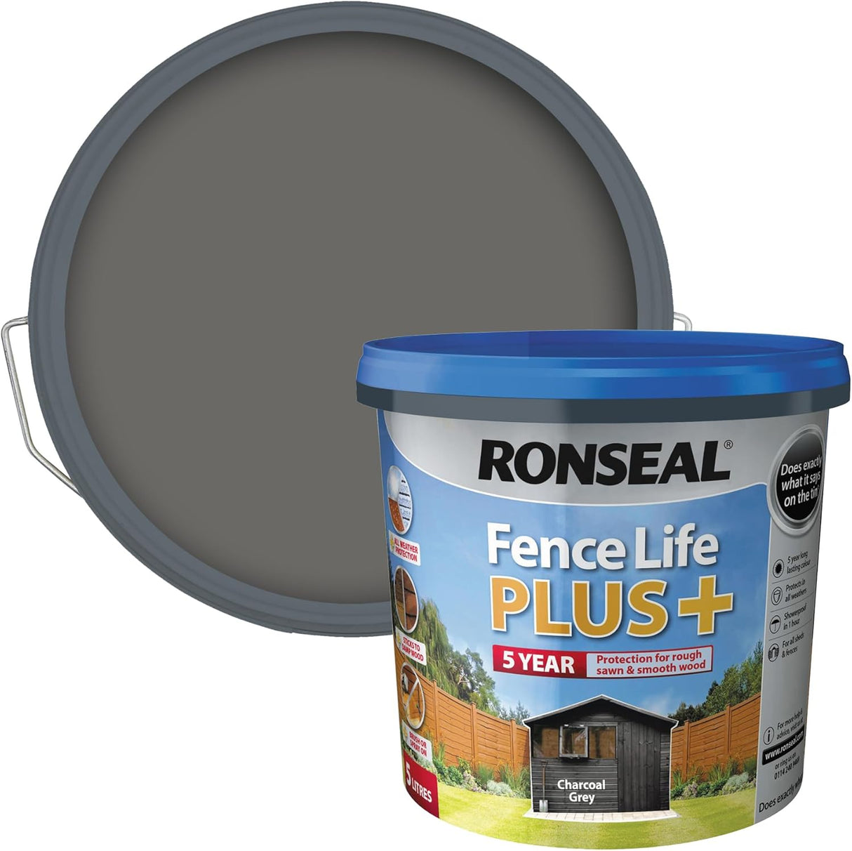 Ronseal Fence Life Plus+ - Charcoal Grey 5L