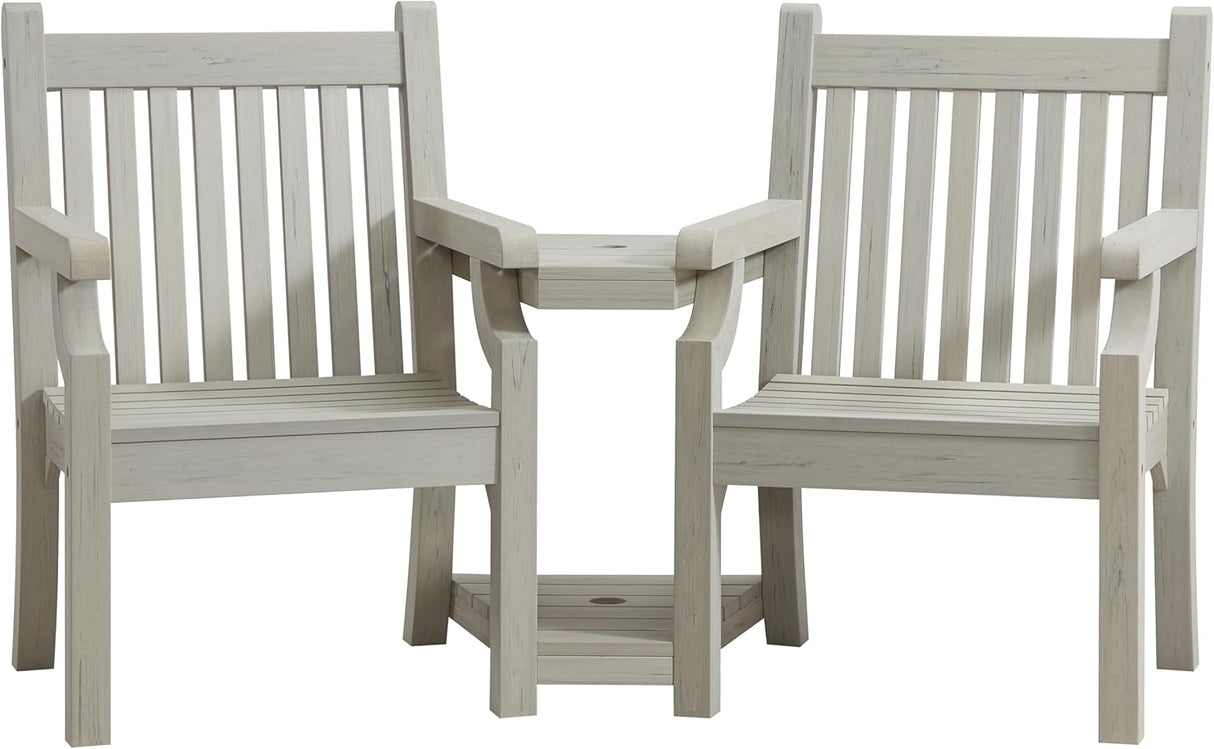 Winawood Sandwick Polymer Wood Effect Love Seat - Stone Grey