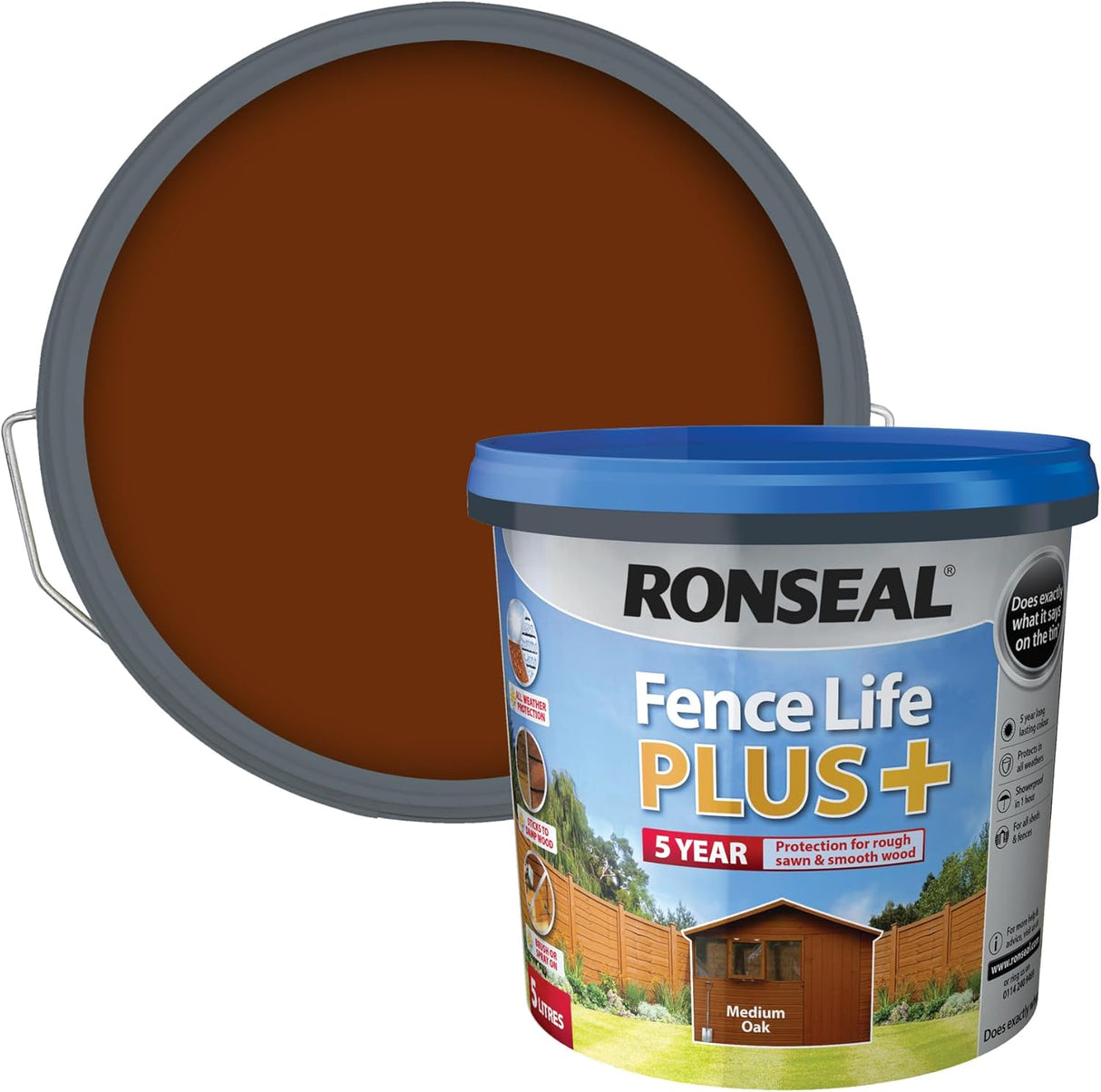 Ronseal Fence Life Plus+ - Medium Oak 5L