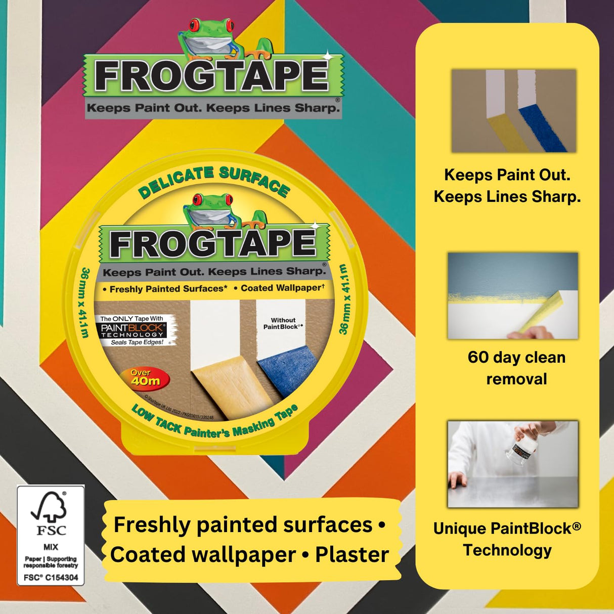 Frog Tape Yellow Delicate Surface Painters Masking Tape 36mm x 41.1m