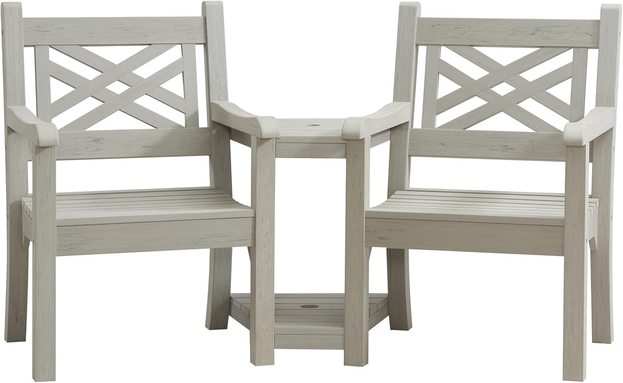 Winawood Speyside Polymer Wood Effect Love Seat - Stone Grey