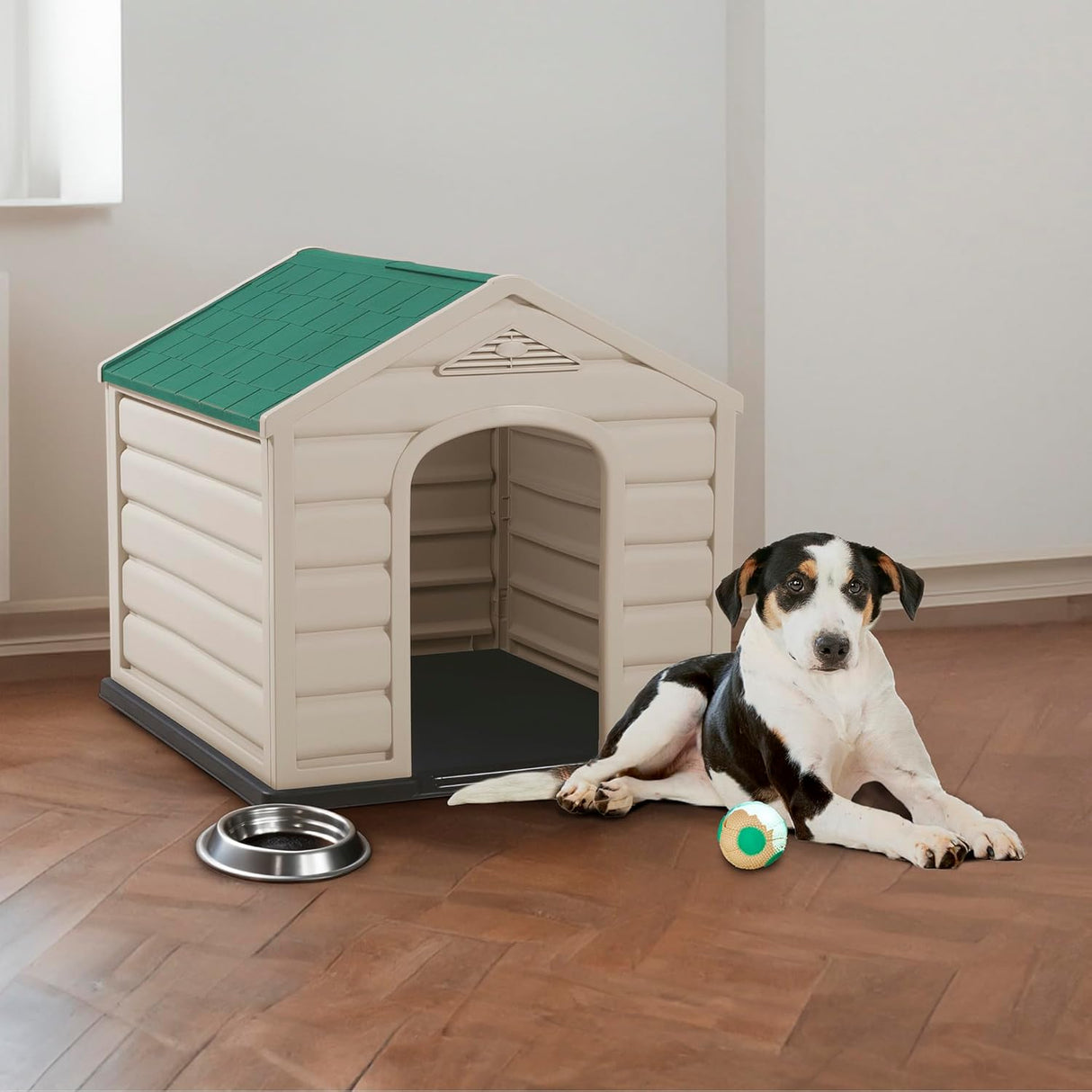 Dog House Kennel for Small Breeds - Green Roof