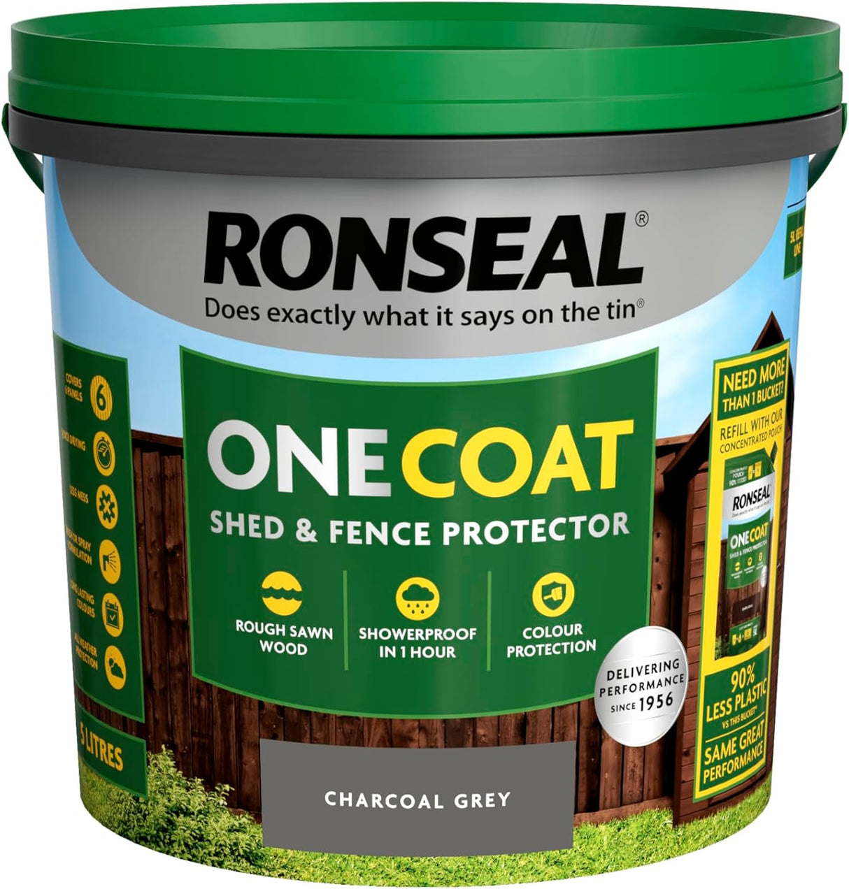 Ronseal One Coat Shed and Fence Protector Charcoal Grey 5L