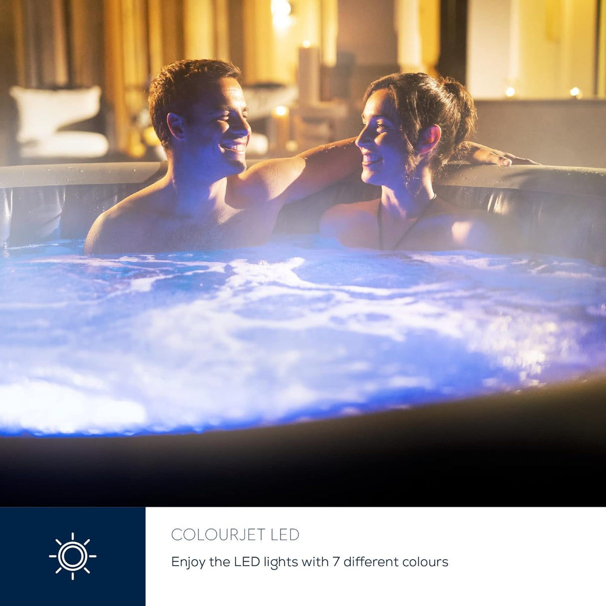 Lay-Z-Spa Santorini Pro Built in LED Light, 10 HydroJet System, 5-7 Person