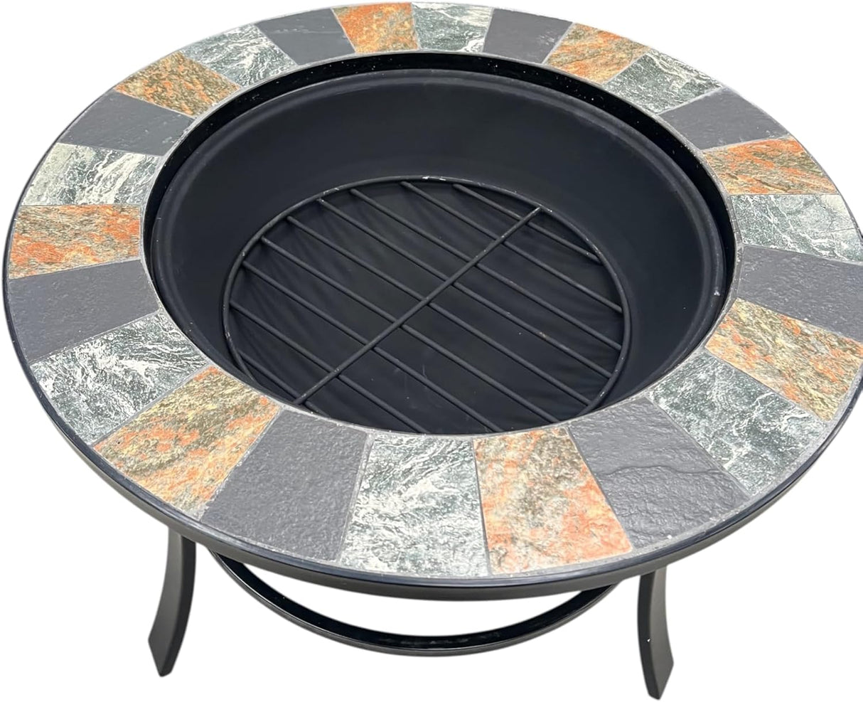 Mosaic Slate Fire Pit with Poker