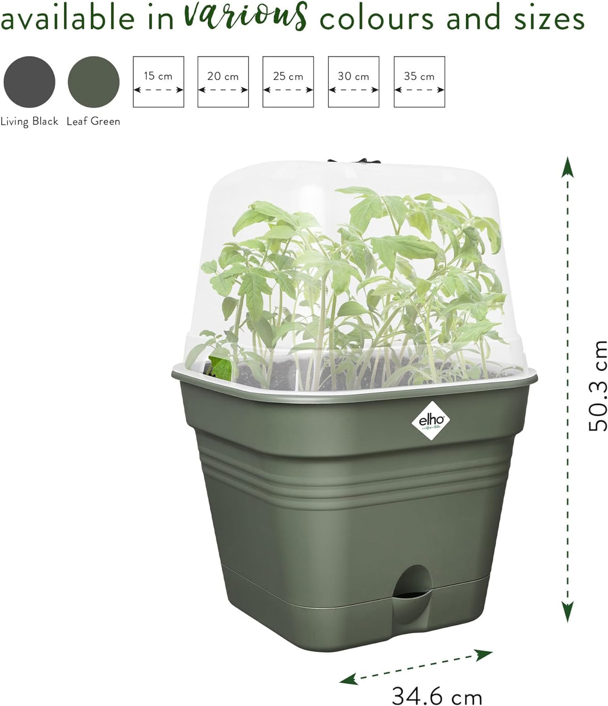 Green Basics Square All in 1 Growpot 35cm - Leaf Green