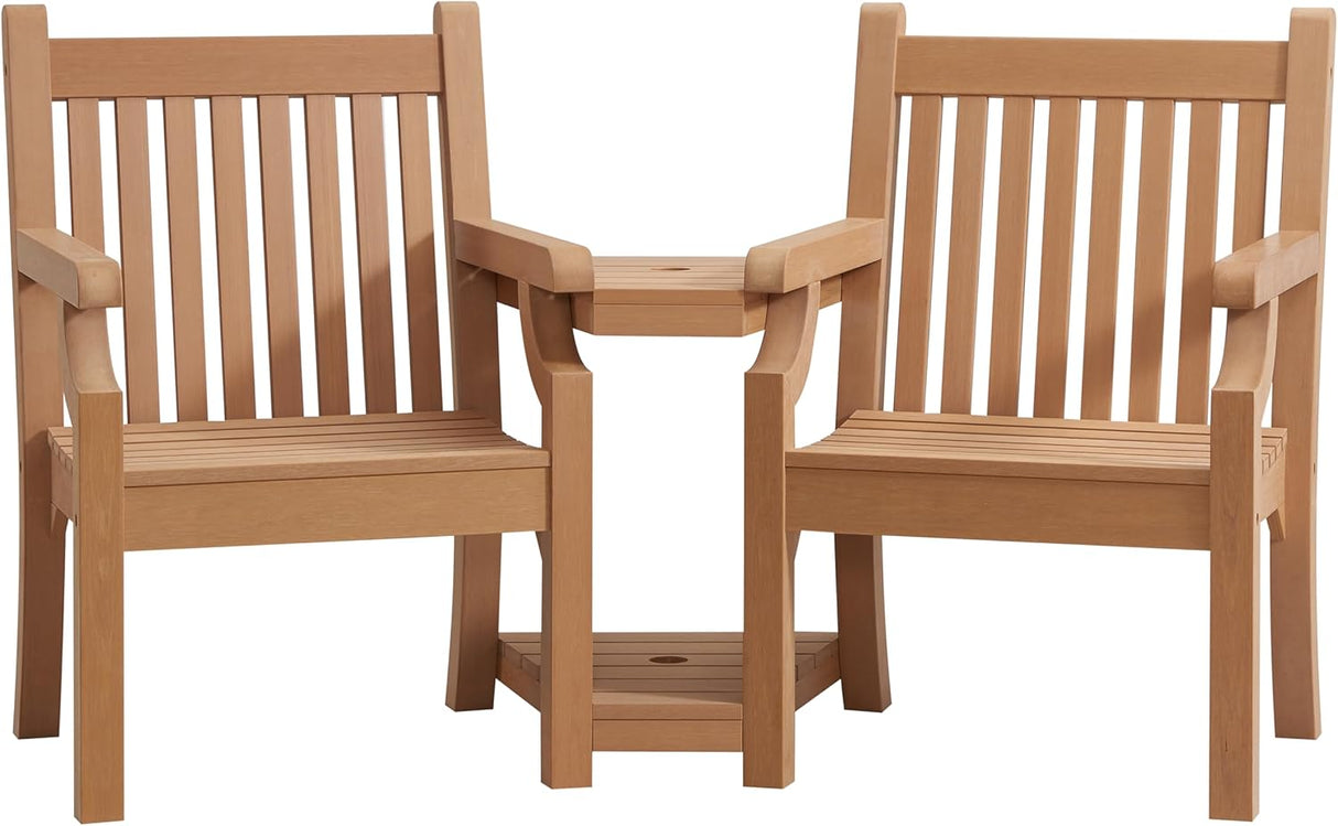 Winawood Sandwick Polymer Wood Effect Love Seat - New Teak