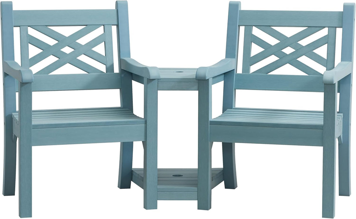 Winawood Speyside Polymer Wood Effect Love Seat - Powder Blue