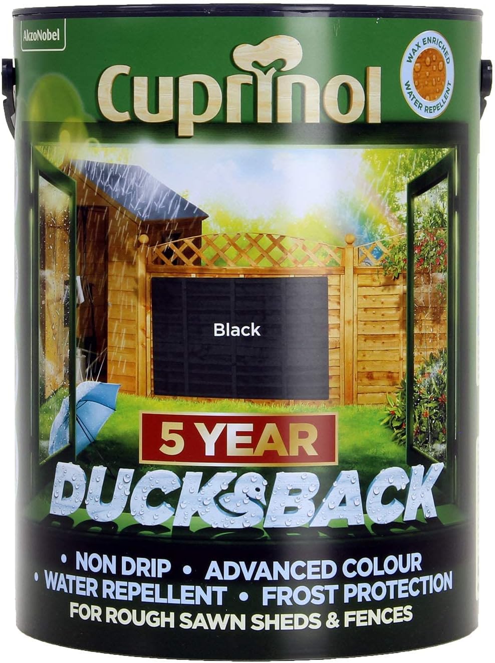 Cuprinol Ducksback 5 Year Waterproof for Sheds and Fences 5L Black