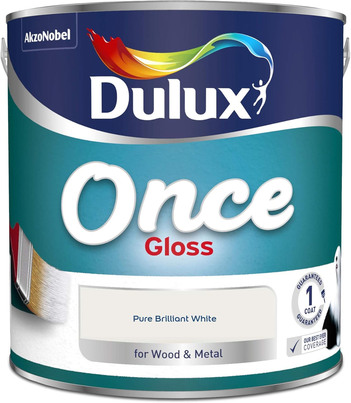 Dulux Once Gloss Paint For Wood And Metal - Pure Brilliant White 2.5L