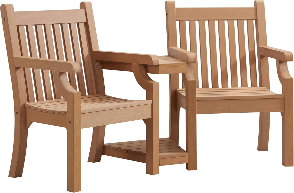 Winawood Sandwick Polymer Wood Effect Love Seat - New Teak